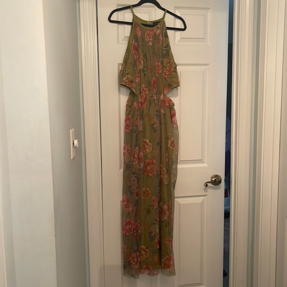Olive floral maxi dress